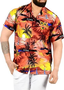 Мужская Летняя Модная Гавайская Рубашка Для Пляжного отдыха С коротким рукавом И Пуговицами, Летняя Футболка, Пляжные Рубашки