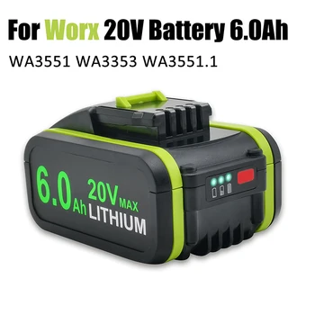 Перезаряжаемые литий-ионные Аккумуляторы 20V 6.0Ah, для Электроинструментов Worx WA3551 WA3553 WA3641 WG629E Сменный Аккумулятор